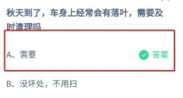 秋天到了车身上经常会有落叶需要及时清理吗(支付宝答题10月8日答案2022蚂蚁庄园)
