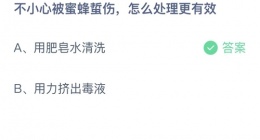 支付宝蚂蚁庄园2022年10月19日答案更新(不小心被蜜蜂蜇伤_怎么处理更有效)