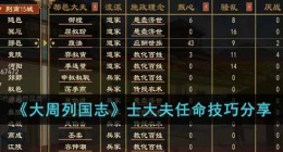 大周列国志如何任命士大夫(大周列国志士大夫任命技巧分享)